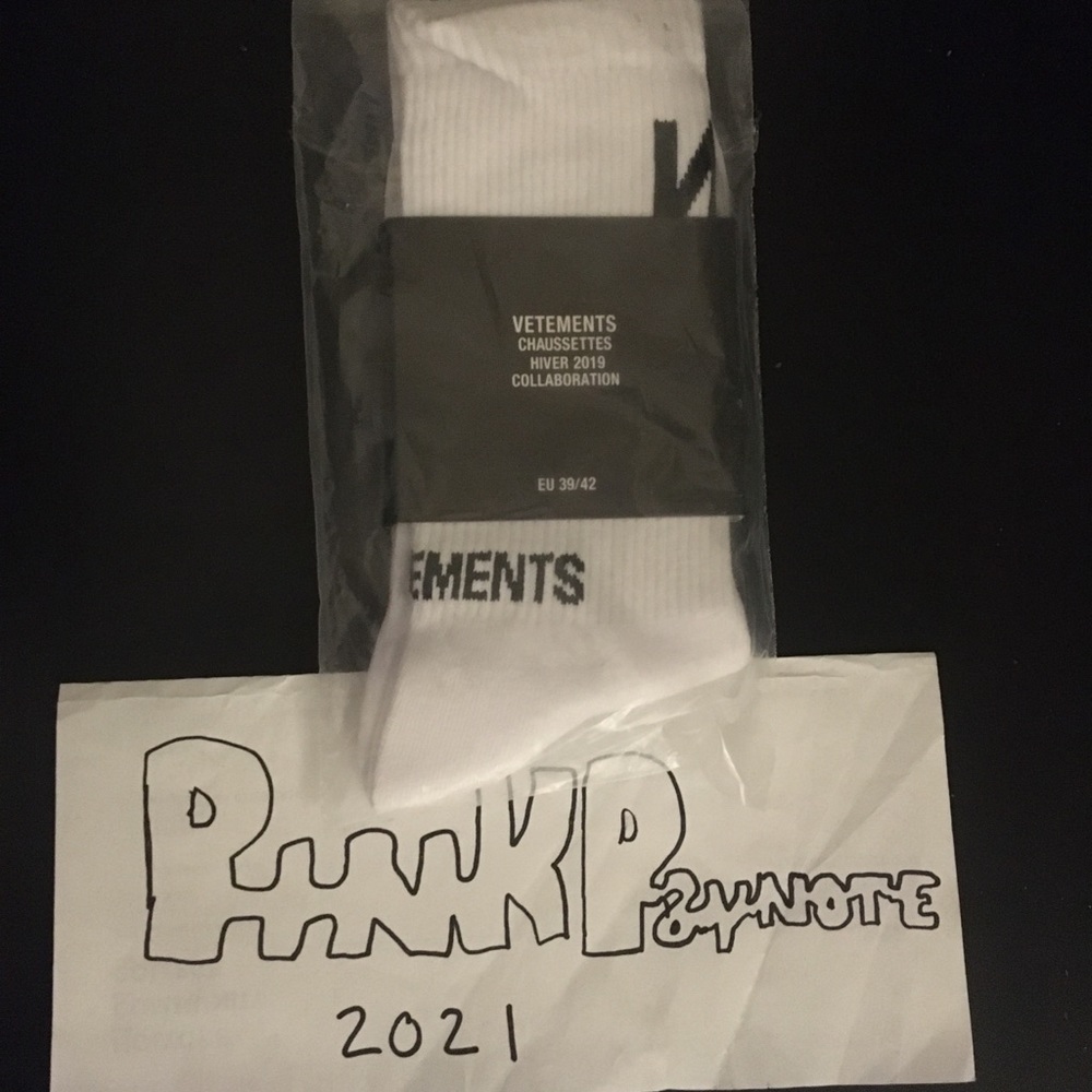 Vetements White Reebok Edition Lace Fuck You Socks